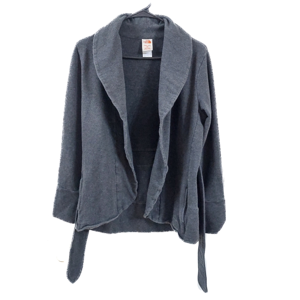 The North Face Gray Tie Front Cardigan Jacket Cozy Athletic M Workout Outdoor